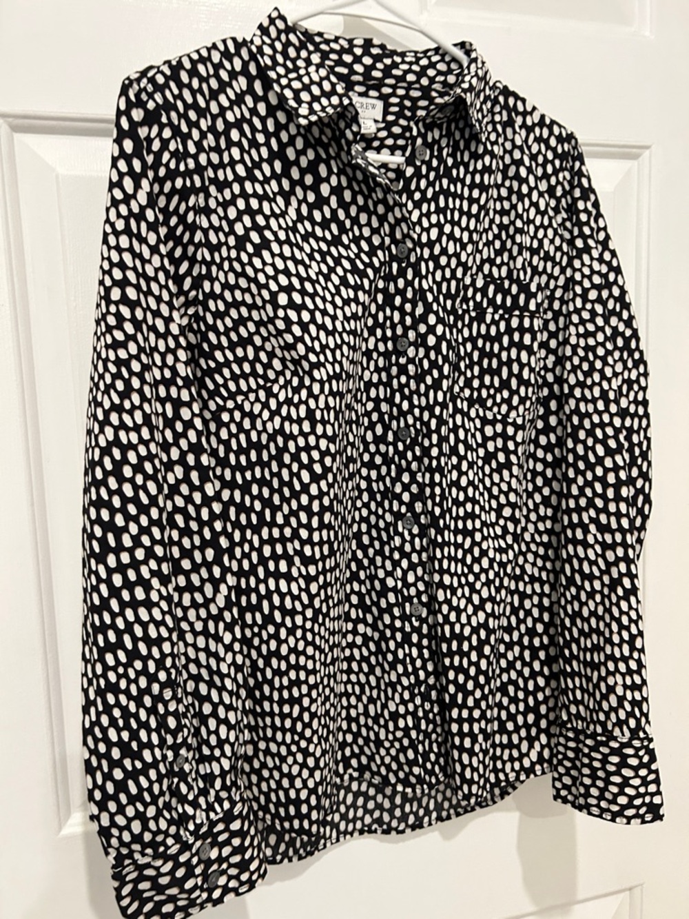Reimagined by J. Crew Black and White Dot Button-Down Blouse Size L